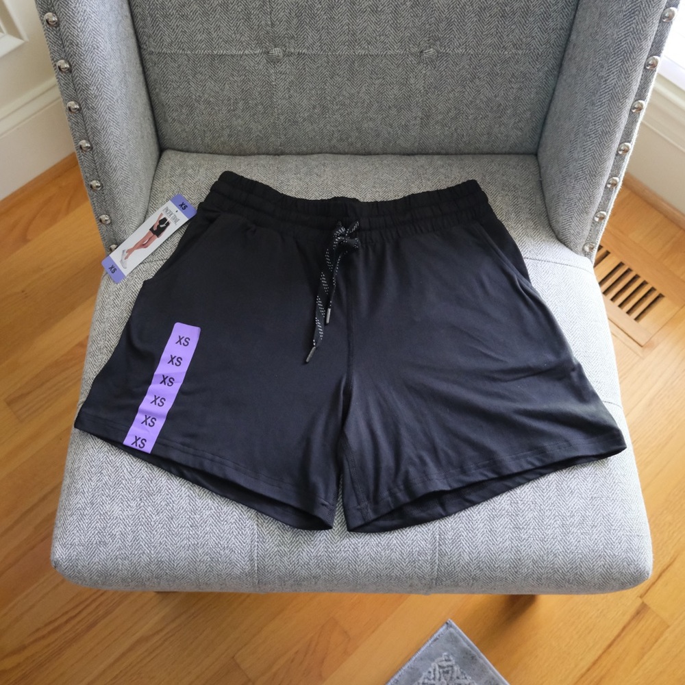 Black drawstring shorts with pockets